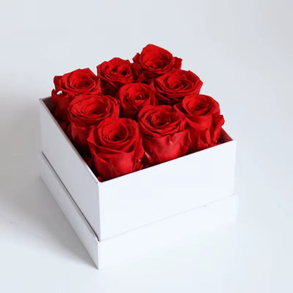 Eternal Preserved Roses in Luxury White Box – Lasts 1–3 Years