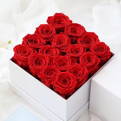 Eternal Preserved Roses in Luxury White Box – Lasts 1–3 Years