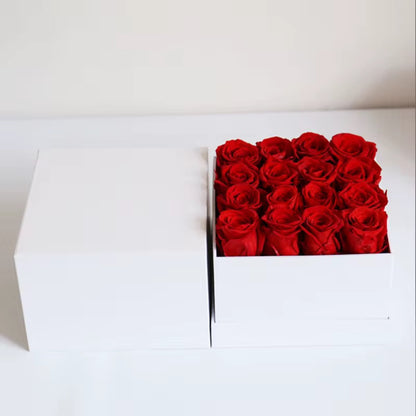 Eternal Preserved Roses in Luxury White Box – Lasts 1–3 Years