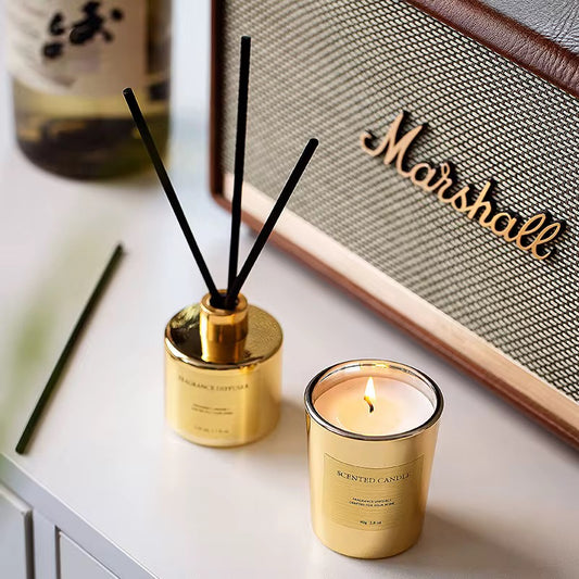 Luxury Gold Candle & Reed Diffuser Gift Set