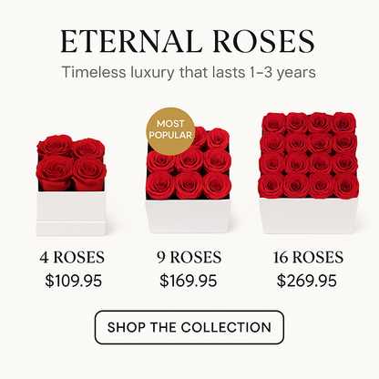 Eternal Preserved Roses in Luxury White Box – Lasts 1–3 Years