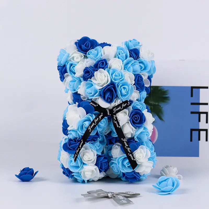 Rose Teddy Plush Floral Stuffed Bear Bouquet Soft Decorative Gift for Special Occasions