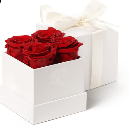 Eternal Preserved Roses in Luxury White Box – Lasts 1–3 Years