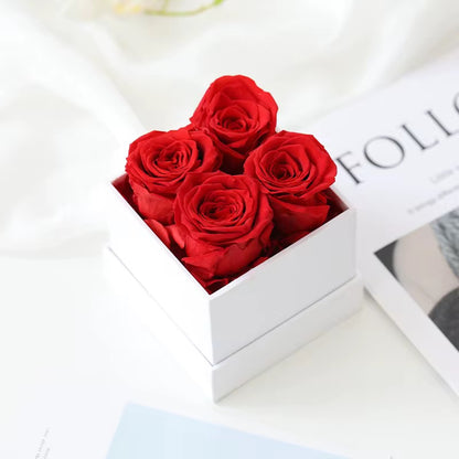 Eternal Preserved Roses in Luxury White Box – Lasts 1–3 Years