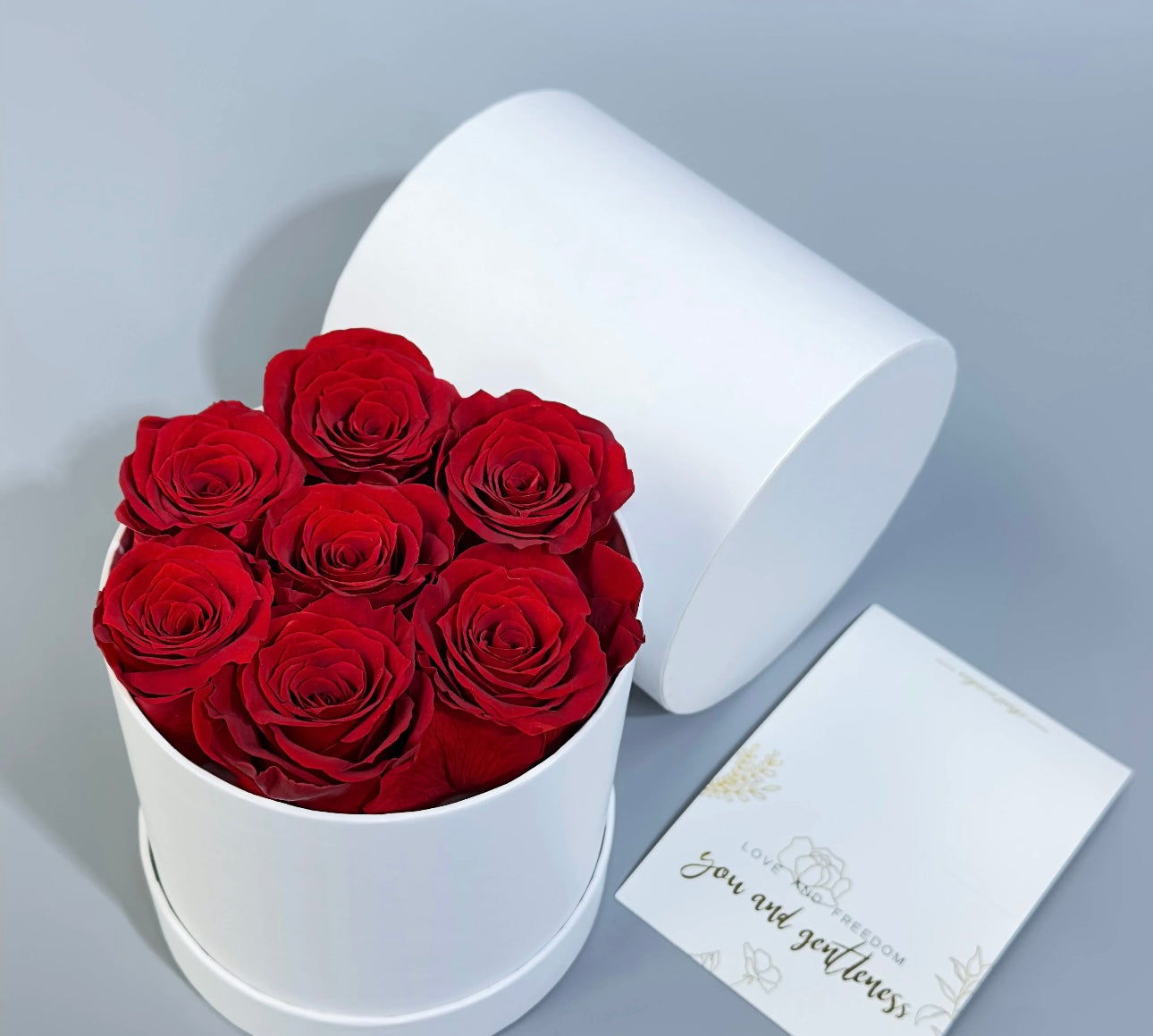 Preserved Red Roses In white Box