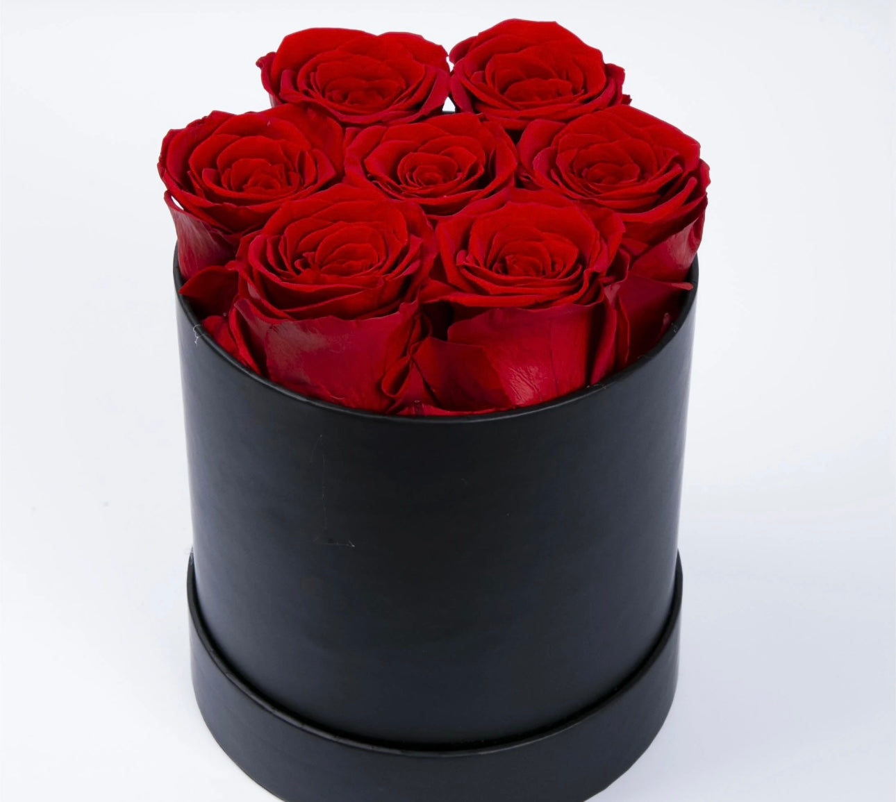 Red preserved Roses in Black Box