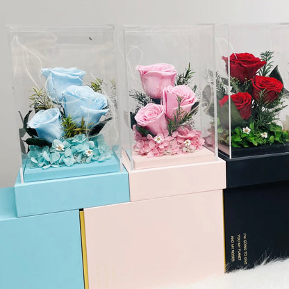Preserved Roses In Acrylic Gift Box