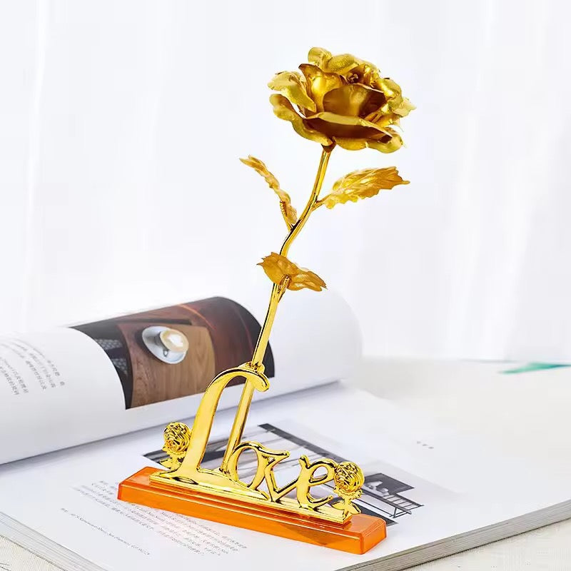 Flower Eternal Foil Plated 24K Gold Rose with LOVE