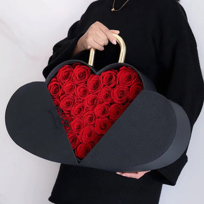 Heart-shaped box filled with red preserved