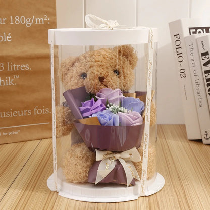 Plush Bear with Flower Bouquet