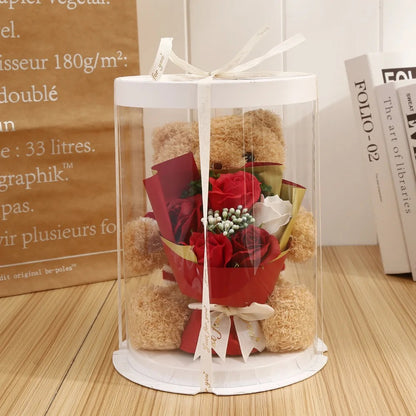 Plush Bear with Flower Bouquet