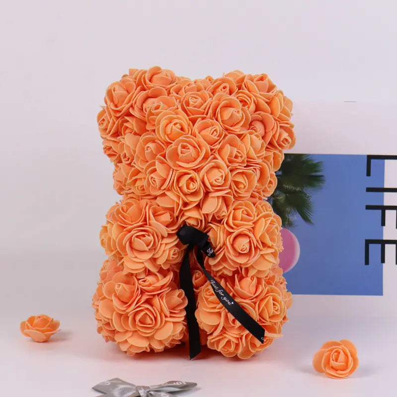 Rose Teddy Plush Floral Stuffed Bear Bouquet Soft Decorative Gift for Special Occasions
